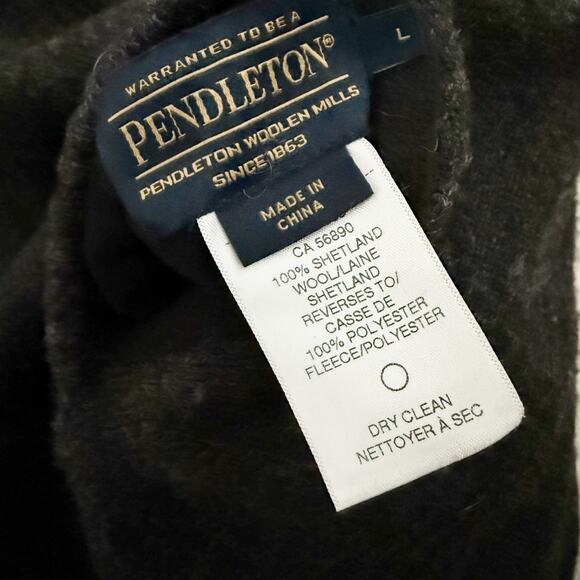 PENDLETON WOOLEN MILLS | Knit Gray Black Reversible Vest Wool Fleece | Large - Picture 4 of 5